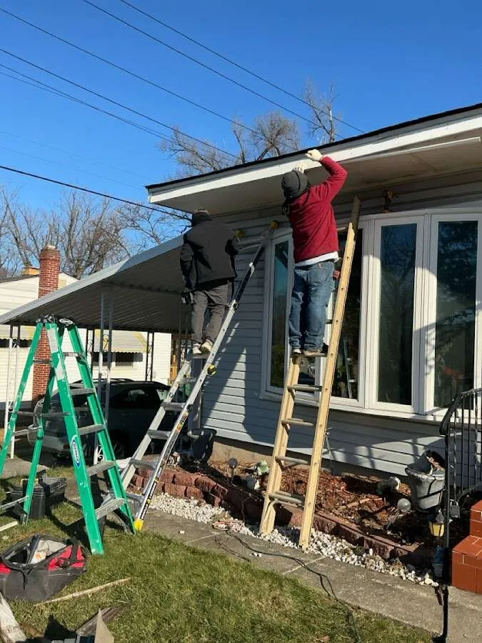 Restoration crew performing exterior repair in Morton Grove